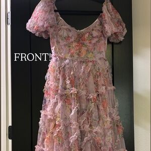 Long flowy puff sleeve dress